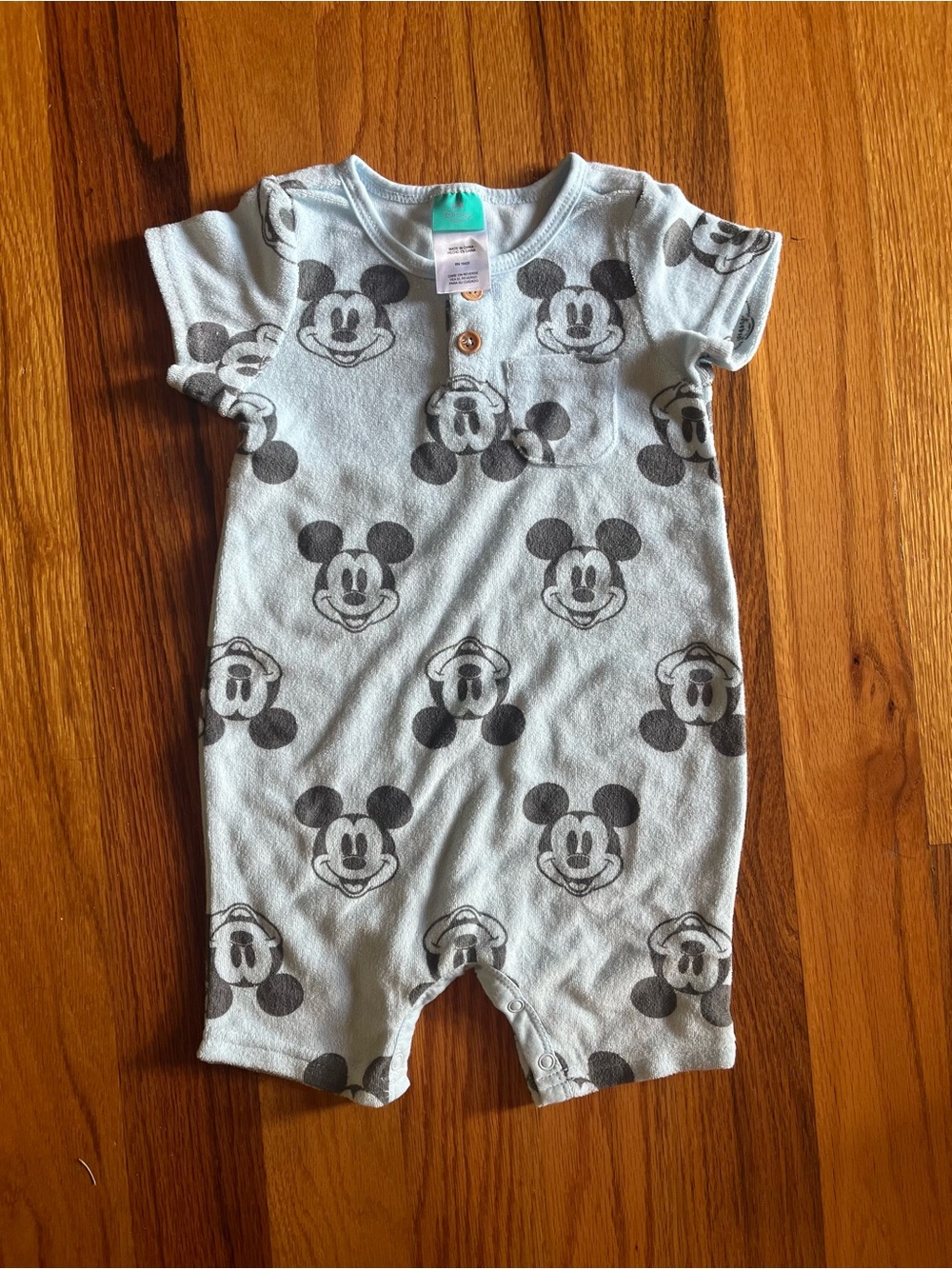 Disney Light Blue Mickey Mouse Short One-Piece Baby Size 24 Months